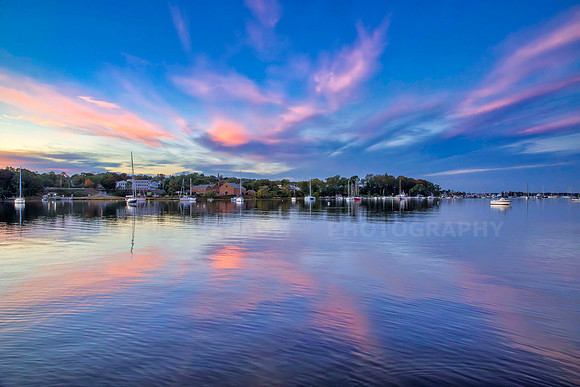 Sunset view of Greenwich Bay in Warwick, Rhode Island