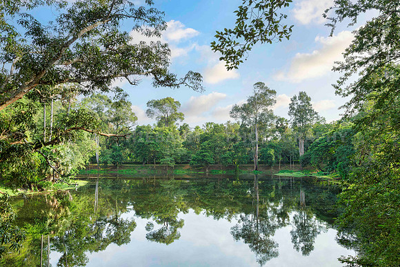 Preah Ko temple's scenic pond, Angkor Wat, Cambodia