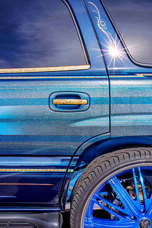 Colorful detail of customized Chevrolet Tahoe vehicle