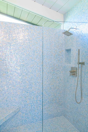 Mosaic tiled shower