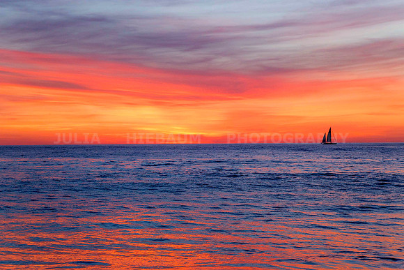 Vibrant sunset over Marine Street beach, La Jolla, California