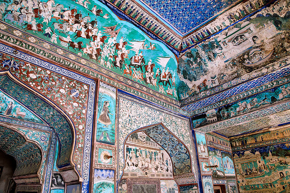 Chitrasala wall painting inside Bundi's Garh's Palace, Rajasthan