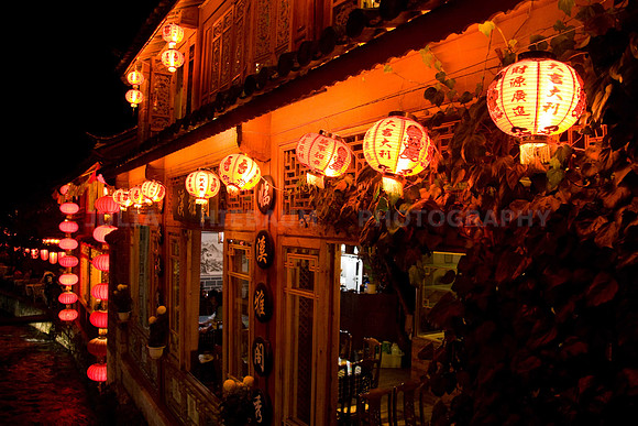 Old Town at Night in Lijiang, China
