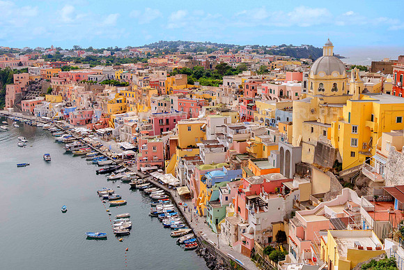 Scenic view of Procida island, Italy